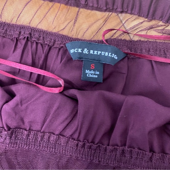 Womens Rock And Republic Size Small Burgundy Off The Shoulder Blouse - Picture 7 of 13